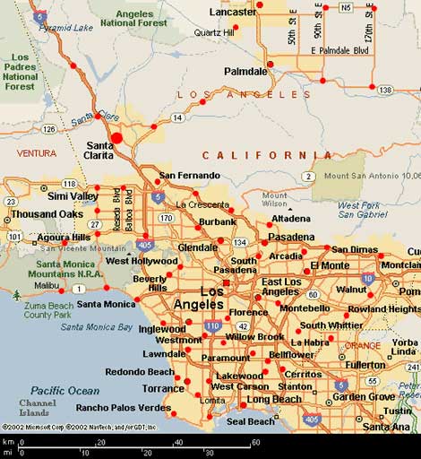 los angeles county google map